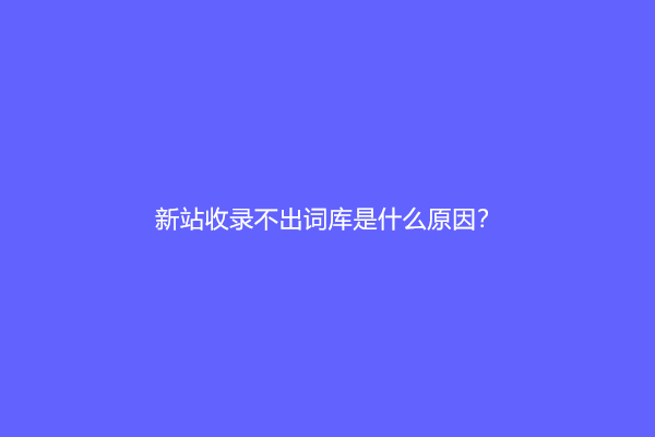 新站收录不出词库是什么原因？