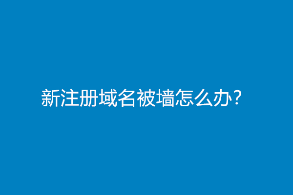 新注册域名被墙怎么办？