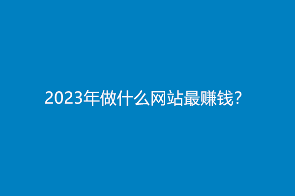 2023年做什么网站最赚钱？