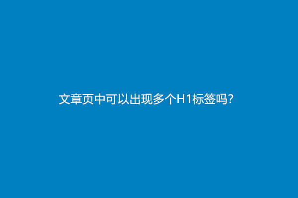 文章页中可以出现多个H1标签吗？